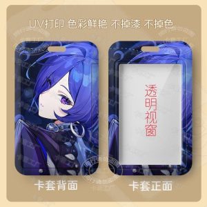 : ZZZ Pulomiya blue-haired agent sliding card holder with a transparent viewing window and vibrant UV-printed character art.