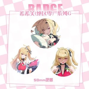 High-definition 58mm ZZZ Cissia anime badge pin with a glossy protective finish and durable metal back.