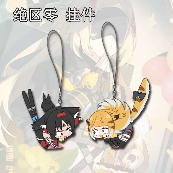 Zenless Zone Zero anime keychain featuring character artwork, acrylic, plush or silicone hanging charm for keys, backpacks, handbags and accessories, collectible HoYoverse game merchandise for fans.
