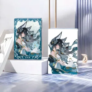 ZZZ Hoshimi Miyabi Premium Quicksand Mahjong Block & Badge Set | Deluxe Zenless Zone Zero Liquid Glitter Acrylic Ornament