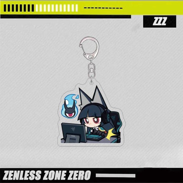 ZZZ Hoshimi Miyabi Gamer Chibi Keychain | Premium Zenless Zone Zero Section 6 Emoji Series — image 2