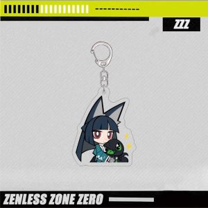 ZZZ Hoshimi Miyabi Gamer Chibi Keychain | Premium Zenless Zone Zero Section 6 Emoji Series
