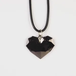 A premium faceted black heart pendant necklace for Zenless Zone Zero character Nicole Demara, featuring an 11.6g geometric resin crystal on a black braided cord.