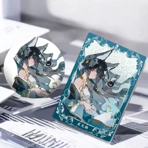 ZZZ Hoshimi Miyabi Premium Quicksand Mahjong Block & Badge Set | Deluxe Zenless Zone Zero Liquid Glitter Acrylic Ornament