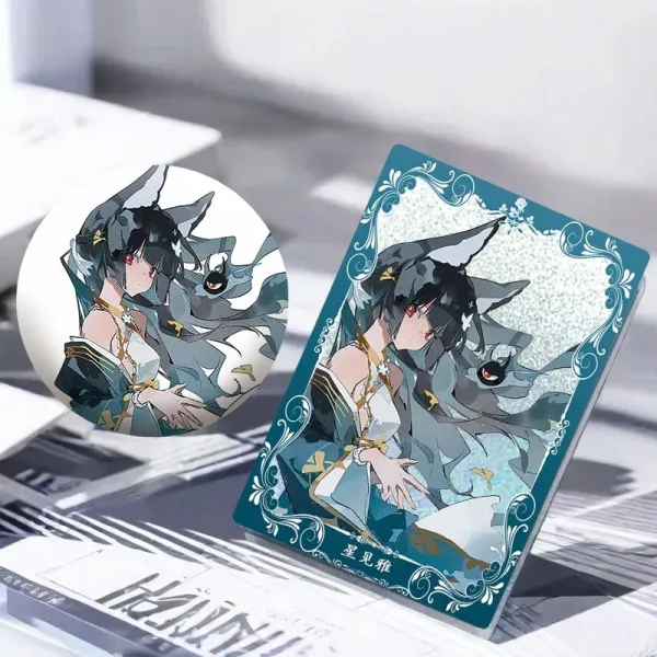 ZZZ Hoshimi Miyabi Premium Quicksand Mahjong Block & Badge Set | Deluxe Zenless Zone Zero Liquid Glitter Acrylic Ornament — image 2