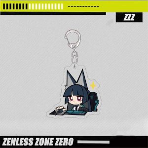 ZZZ Hoshimi Miyabi Gamer Chibi Keychain | Premium Zenless Zone Zero Section 6 Emoji Series