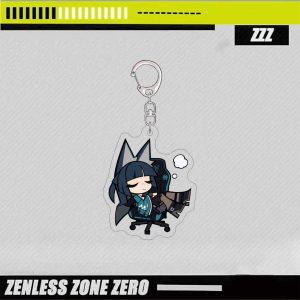 ZZZ Hoshimi Miyabi Gamer Chibi Keychain | Premium Zenless Zone Zero Section 6 Emoji Series