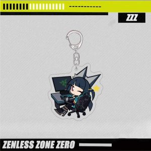 ZZZ Hoshimi Miyabi Gamer Chibi Keychain | Premium Zenless Zone Zero Section 6 Emoji Series