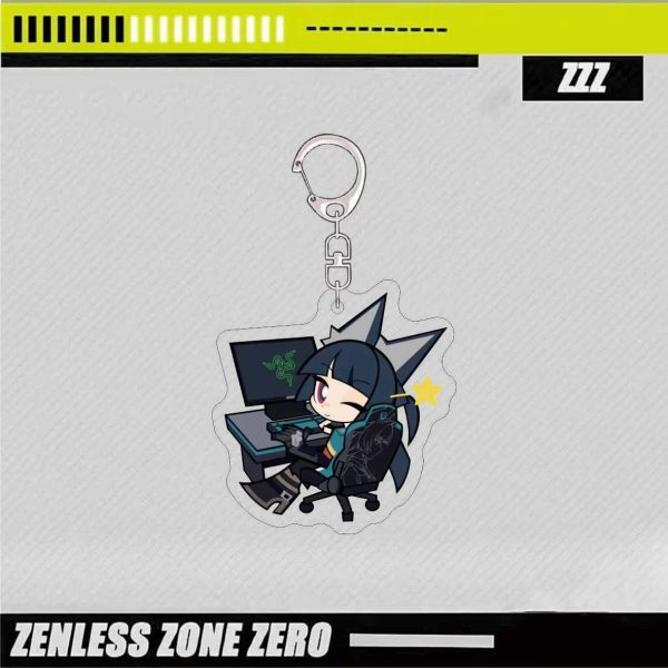 ZZZ Hoshimi Miyabi Gamer Chibi Keychain | Premium Zenless Zone Zero Section 6 Emoji Series — image 5