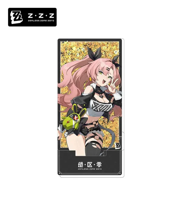 Zenless Zone Zero anime acrylic stand featuring detailed character artwork, premium transparent display figure for desks, shelves, gaming setups, room decor and collectible HoYoverse merchandise for fans.