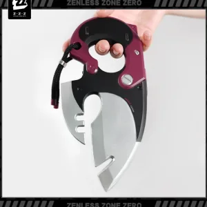 A premium 1:1 scale Zenless Zone Zero tactical cosplay dagger prop for character Jane Doe featuring a curved silver blade body, a magenta handle housing, and a black knuckled grip.