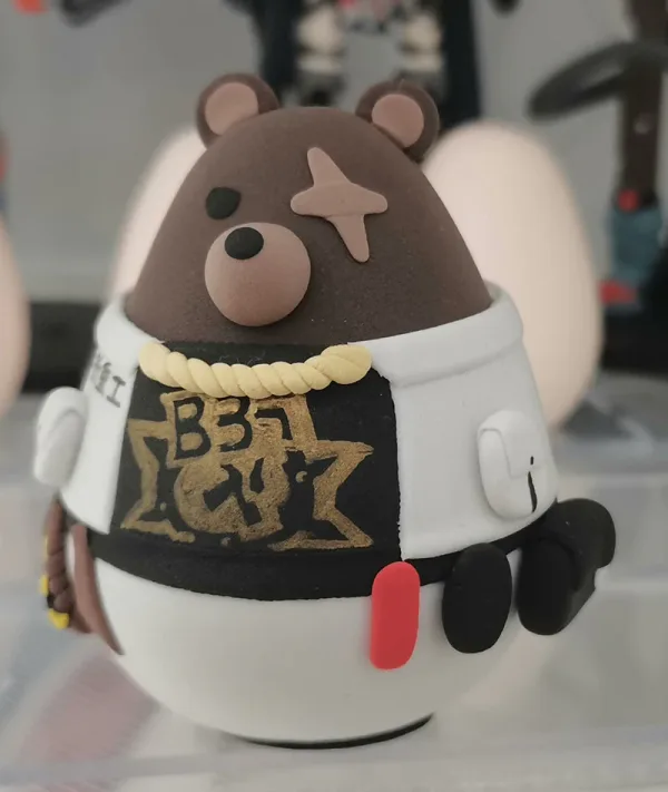 Zenless Zone Zero Bangboo plush doll featuring a cute bear-themed design, soft collectible stuffed toy for anime fans, room decor and HoYoverse game collections.