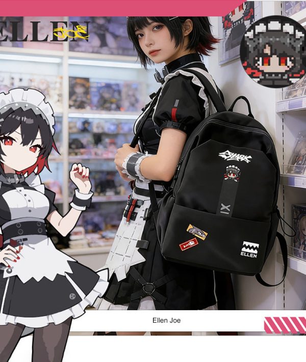 Zenless Zone Zero Ellen Joe anime backpack, large capacity school travel laptop backpack with collectible game design for students, cosplay and everyday use.