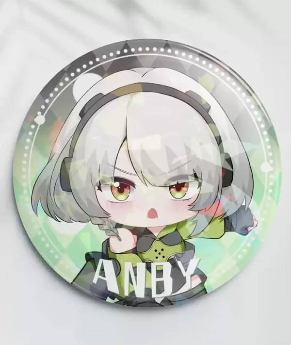 Zenless Zone Zero anime collectible button badge featuring character artwork, premium round pin for backpacks, jackets, hats, bags and accessories, perfect HoYoverse game merchandise for fans.