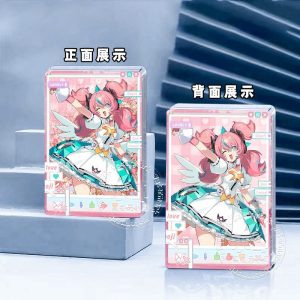 Thick rectangular Zenless Zone Zero acrylic quicksand card bricks themed like a computer window interface, showing characters Sunna, Nanomiya Yu, and Promeia as virtual angels.