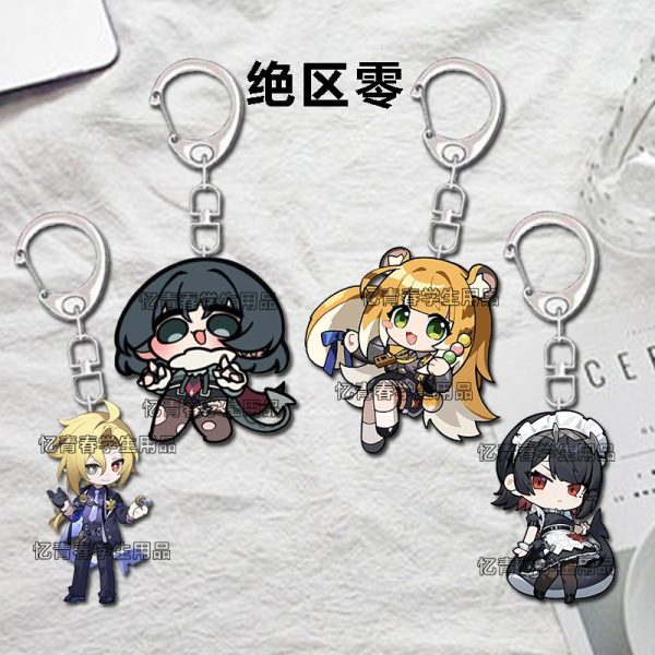 Zenless Zone Zero anime keychain featuring character artwork, acrylic, plush or silicone hanging charm for keys, backpacks, handbags and accessories, collectible HoYoverse game merchandise for fans.