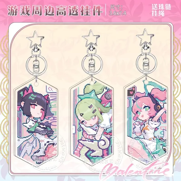 Zenless Zone Zero anime keychain featuring character artwork, acrylic, plush or silicone hanging charm for keys, backpacks, handbags and accessories, collectible HoYoverse game merchandise for fans.