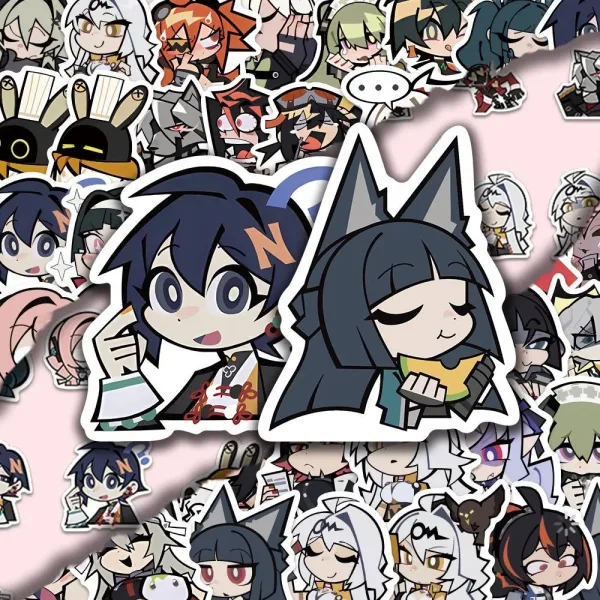 Zenless Zone Zero anime sticker set featuring colorful character artwork, high-quality waterproof decorative decals for laptops, phones, tablets, notebooks, water bottles, luggage and HoYoverse game fans.