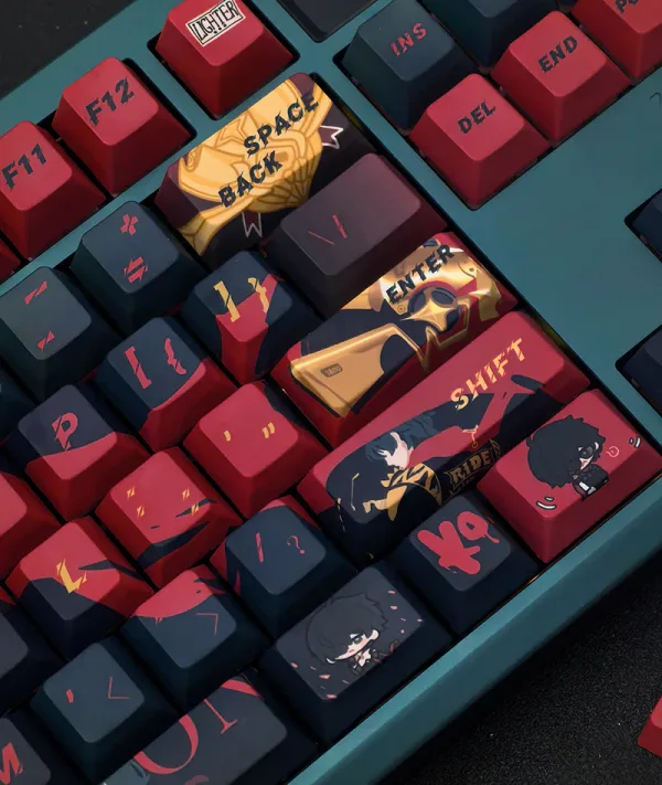**Zenless Zone Zero anime keycap set featuring character artwork, custom mechanical keyboard keycaps for gaming keyboards, durable decorative keycaps for PC gaming setups and HoYoverse fans.**
