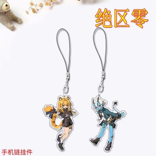 Zenless Zone Zero anime keychain featuring character artwork, acrylic, plush or silicone hanging charm for keys, backpacks, handbags and accessories, collectible HoYoverse game merchandise for fans.