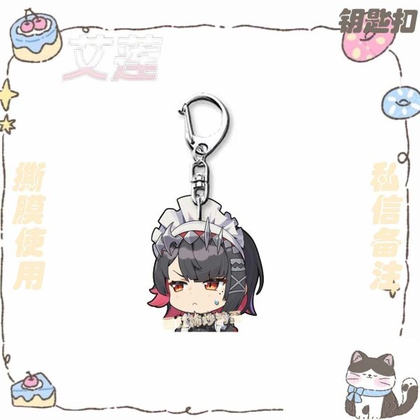 Zenless Zone Zero anime keychain featuring character artwork, acrylic, plush or silicone hanging charm for keys, backpacks, handbags and accessories, collectible HoYoverse game merchandise for fans.