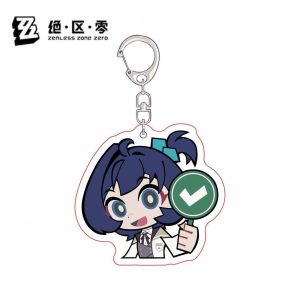 ZZZ Zhu Yuan & Seth Lowell Chibi Acrylic Keychain Set | Premium Zenless Zone Zero N.E.P.S. Interactive Check & Cross Mascot Charm
