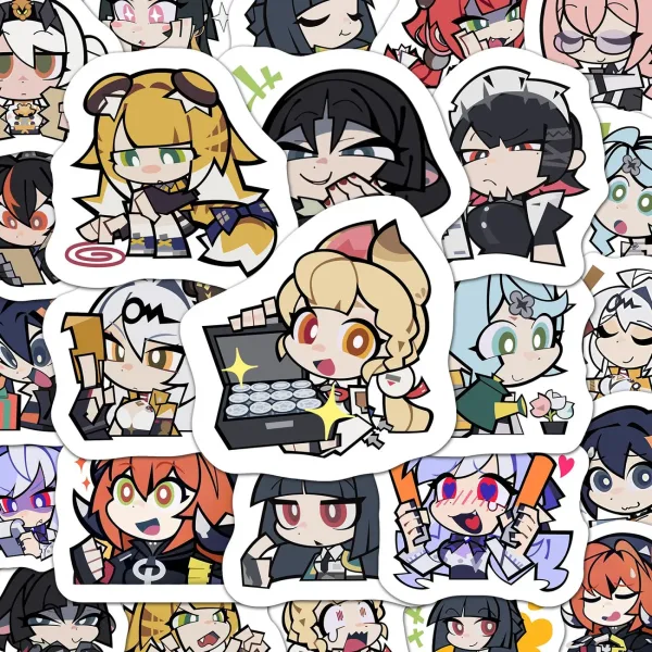 Zenless Zone Zero anime sticker set featuring colorful character artwork, high-quality waterproof decorative decals for laptops, phones, tablets, notebooks, water bottles, luggage and HoYoverse game fans.