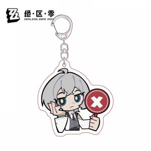 ZZZ Zhu Yuan & Seth Lowell Chibi Acrylic Keychain Set | Premium Zenless Zone Zero N.E.P.S. Interactive Check & Cross Mascot Charm