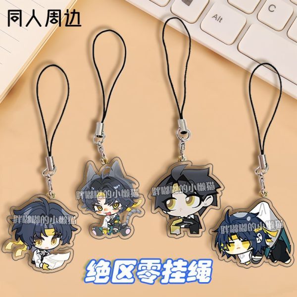 Zenless Zone Zero anime keychain featuring character artwork, acrylic, plush or silicone hanging charm for keys, backpacks, handbags and accessories, collectible HoYoverse game merchandise for fans.