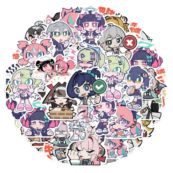 Zenless Zone Zero anime sticker set featuring colorful character artwork, high-quality waterproof decorative decals for laptops, phones, tablets, notebooks, water bottles, luggage and HoYoverse game fans.