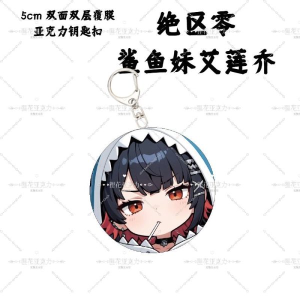 Zenless Zone Zero anime keychain featuring character artwork, acrylic, plush or silicone hanging charm for keys, backpacks, handbags and accessories, collectible HoYoverse game merchandise for fans.