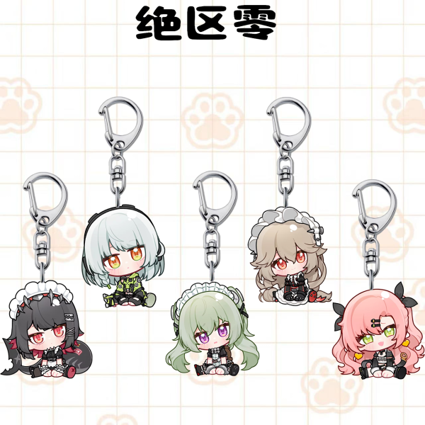 Zenless Zone Zero anime keychain featuring character artwork, acrylic, plush or silicone hanging charm for keys, backpacks, handbags and accessories, collectible HoYoverse game merchandise for fans.