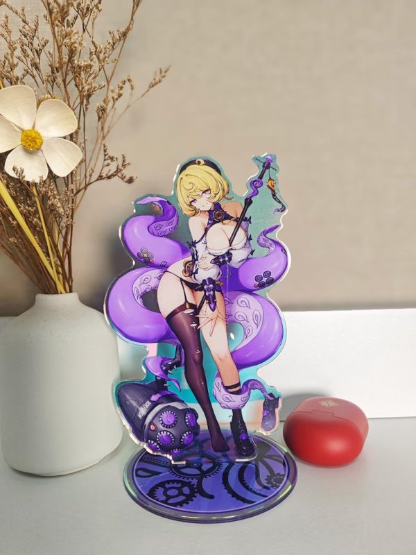Zenless Zone Zero anime acrylic stand featuring detailed character artwork, premium transparent display figure for desks, shelves, gaming setups, room decor and collectible HoYoverse merchandise for fans.