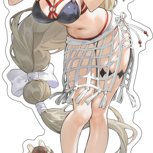 3D lenticular postcard featuring Zenless Zone Zero characters Tsukishiro Yanagi and Hoshimi Miyabi with a layered depth effect shifting as the card tilts.