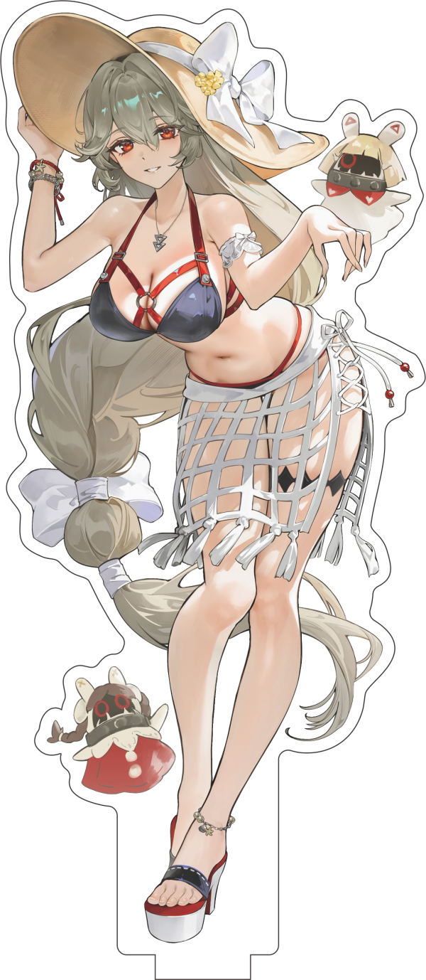 3D lenticular postcard featuring Zenless Zone Zero characters Tsukishiro Yanagi and Hoshimi Miyabi with a layered depth effect shifting as the card tilts.