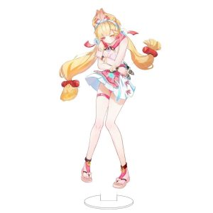 Clear acrylic desktop standees featuring Zenless Zone Zero anime characters standing upright on transparent oval bases, displayed in full-color dynamic poses with detailed outfits.