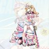 Zenless Zone Zero Lucy and anime characters in custom swimsuit illustrations printed on clear acrylic standees with transparent round bases.
