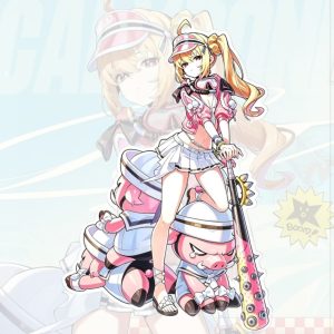 Zenless Zone Zero Lucy and anime characters in custom swimsuit illustrations printed on clear acrylic standees with transparent round bases.