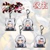 Zenless Zone Zero Yi Xuan anime chibi acrylic keychains featuring four cute expressions including cat ears, blushing, shocked, and pouting styles.