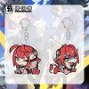Zenless Zone Zero Yuba Yuzuha chibi acrylic keychains displaying playful winking and smug expressions with silver snap hook clips.