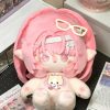 A 20cm soft cotton plush doll featuring the pink-haired, elf-eared anime character Remiel from Zenless Zone Zero. The doll has embroidered pink eyes and paw prints on its hands and feet, with cute accessory graphics like white glasses and a blue shark hoodie superimposed on the images.