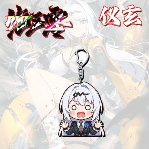 Zenless Zone Zero Yi Xuan anime chibi acrylic keychains featuring four cute expressions including cat ears, blushing, shocked, and pouting styles.