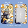 Five variations of a sliding hard-shell card holder featuring a blonde tiger-eared anime character named Ju Fufu from Zenless Zone Zero in various fun situations, including eating ramen and headbanging with headphones. The back shows the full character artwork, while the front features a clear transparent window for displaying ID cards.