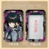 Multiple variations of a sliding hard-shell card holder featuring the dark-haired anime character Jane Doe from Zenless Zone Zero in various poses. The back of the cases shows the full character artwork, while the front features a clear transparent window for displaying ID cards.