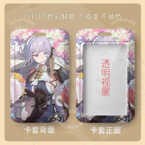 A sliding hard-shell card holder featuring a silver-haired anime character from Zenless Zone Zero in a blue outfit. The back shows the full character artwork, while the front features a clear transparent window for displaying ID cards.