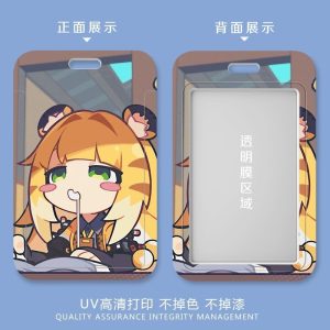 Dual-sided sliding card holder displaying vibrant Zenless Zone Zero Ju Fufu anime artwork on the front and a clear card-viewing window on the back.