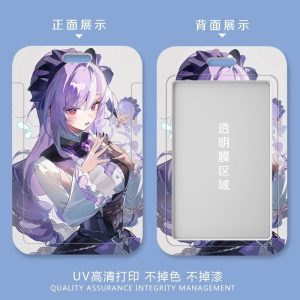 Zenless Zone Zero Vivian anime hard plastic sliding card holder for student IDs and bus cards with UV printed illustration and clear back window.