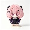 Cute 10cm Zenless Zone Zero Remiel anime cotton plush doll with pink hair shown in light purple and dark purple outfit variants standing on a white base.