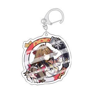 : Zenless Zone Zero avatar frame acrylic keychains displaying anime character portraits alongside matching mini chibi versions inside round decorative frames.