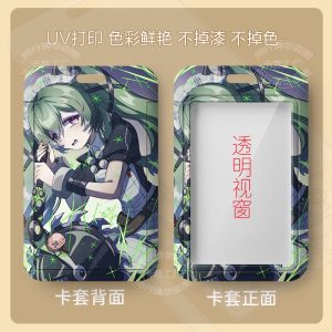 Four variations of a sliding hard-shell card holder featuring the anime character Corin Wickes from Zenless Zone Zero in different maid outfits and poses. The back of the cases shows the full character artwork, while the front features a clear transparent window for displaying ID cards.